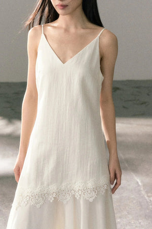 Lace-Trimmed Irregular Hem Dress