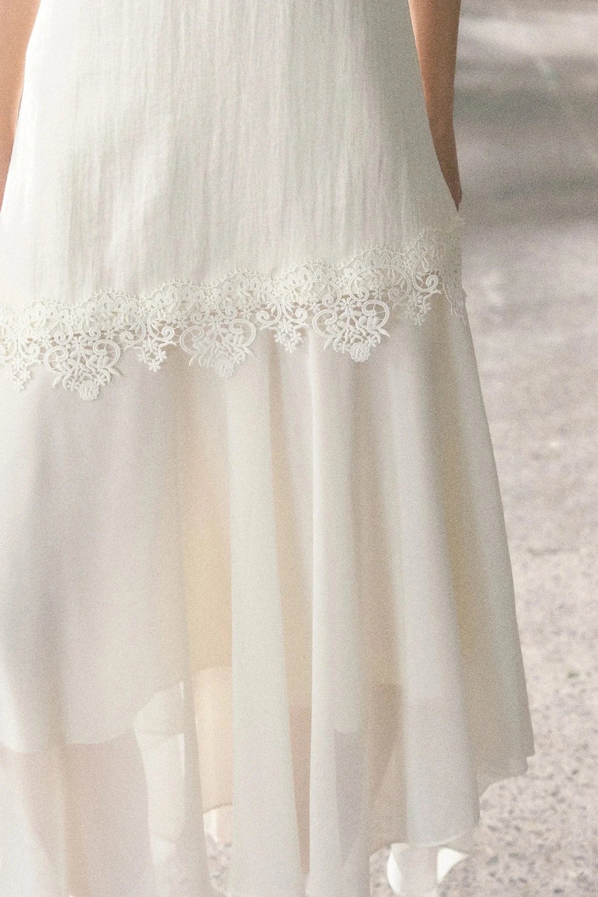 Lace-Trimmed Irregular Hem Dress