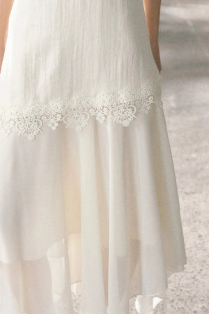 Lace-Trimmed Irregular Hem Dress