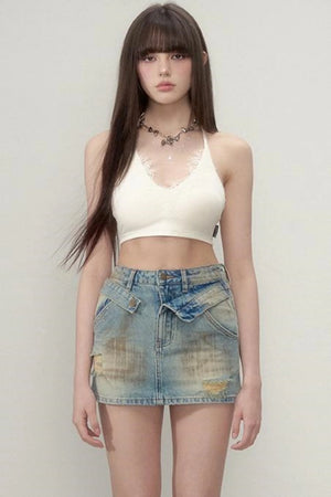 Lace-Trimmed Plunge Bra Top