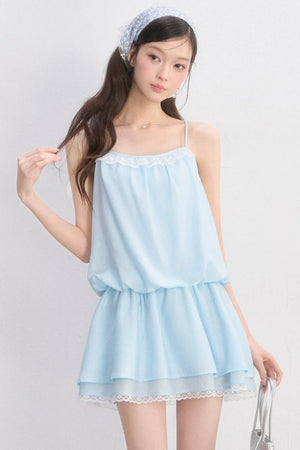 Lace-Trimmed Spaghetti Strap Dress