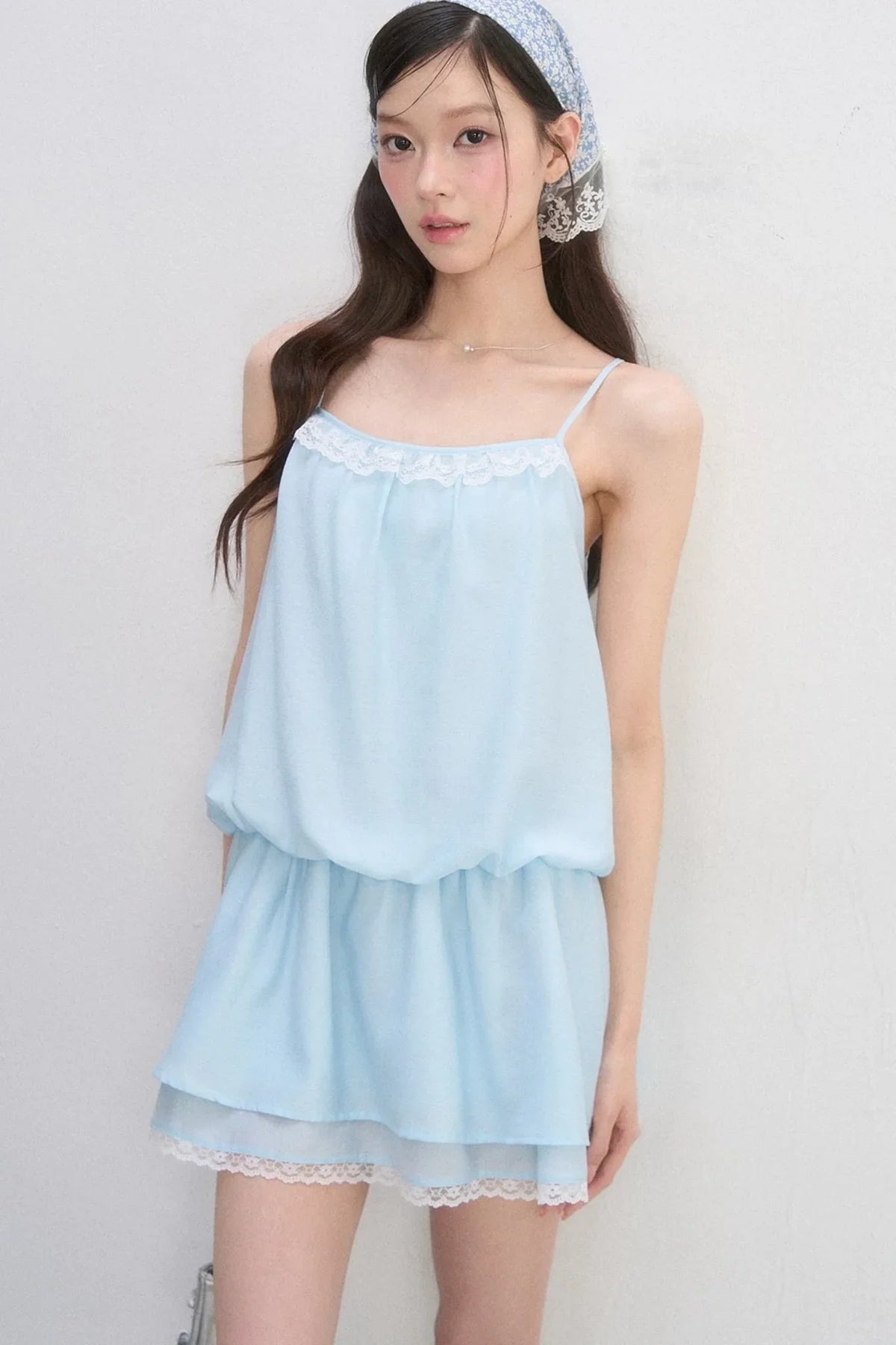 Lace-Trimmed Spaghetti Strap Dress