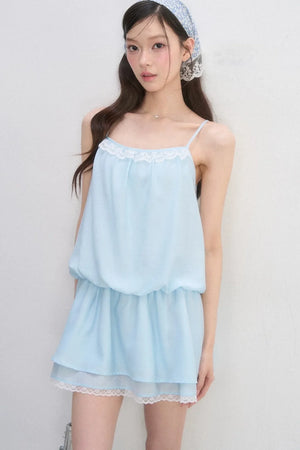 Lace-Trimmed Spaghetti Strap Dress