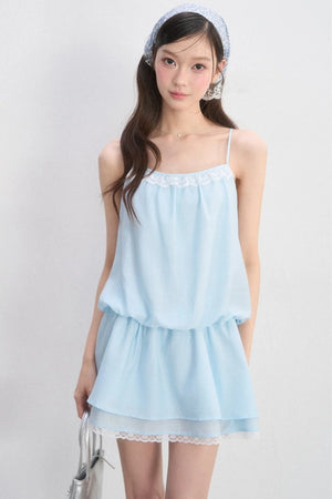 Lace-Trimmed Spaghetti Strap Dress