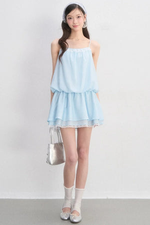 Lace-Trimmed Spaghetti Strap Dress