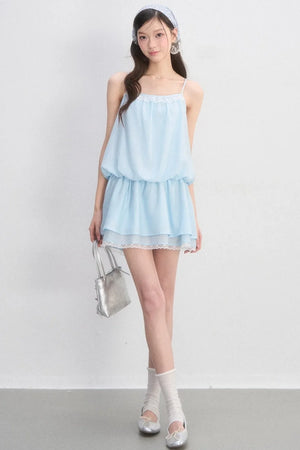 Lace-Trimmed Spaghetti Strap Dress