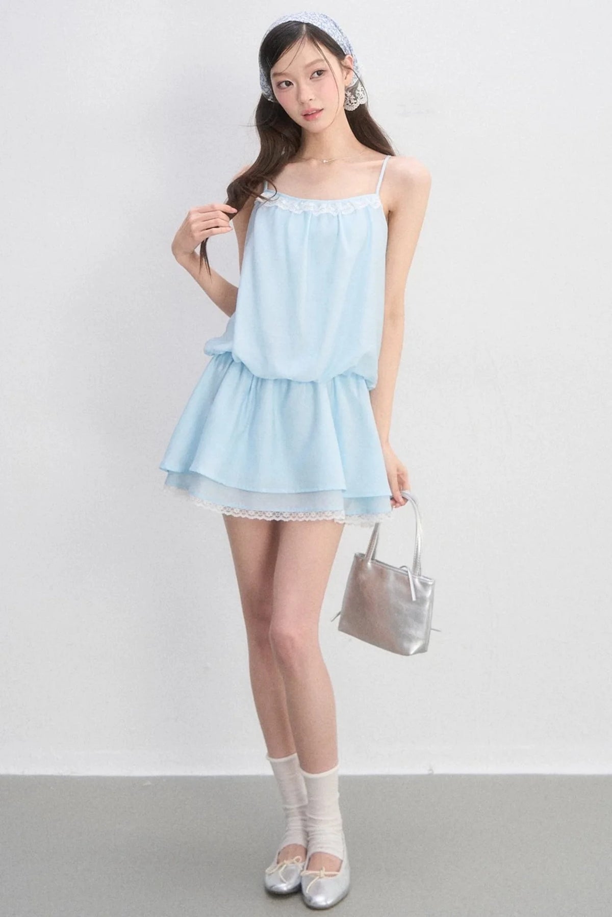 Lace-Trimmed Spaghetti Strap Dress