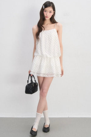 Lace-Trimmed Spaghetti Strap Dress