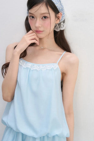 Lace-Trimmed Spaghetti Strap Dress