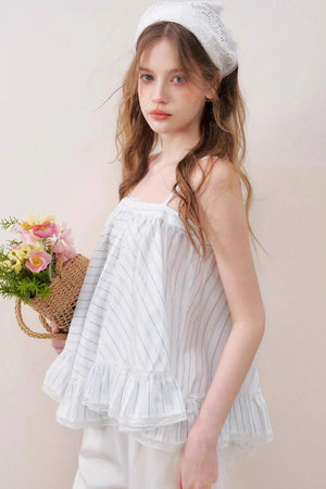 Lace-Trimmed Striped Cami