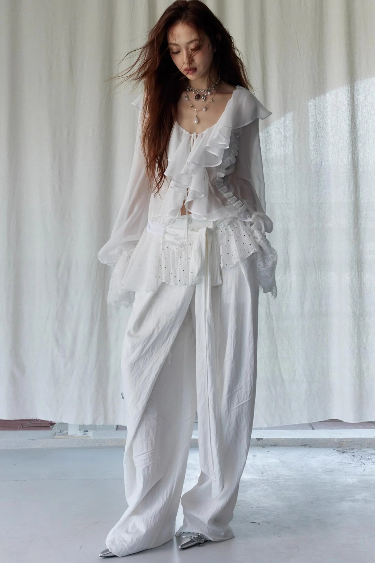 Lace-Trimmed Wide-Leg Culottes