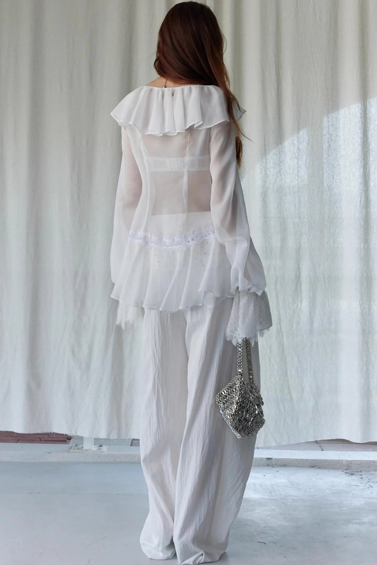Lace-Trimmed Wide-Leg Culottes