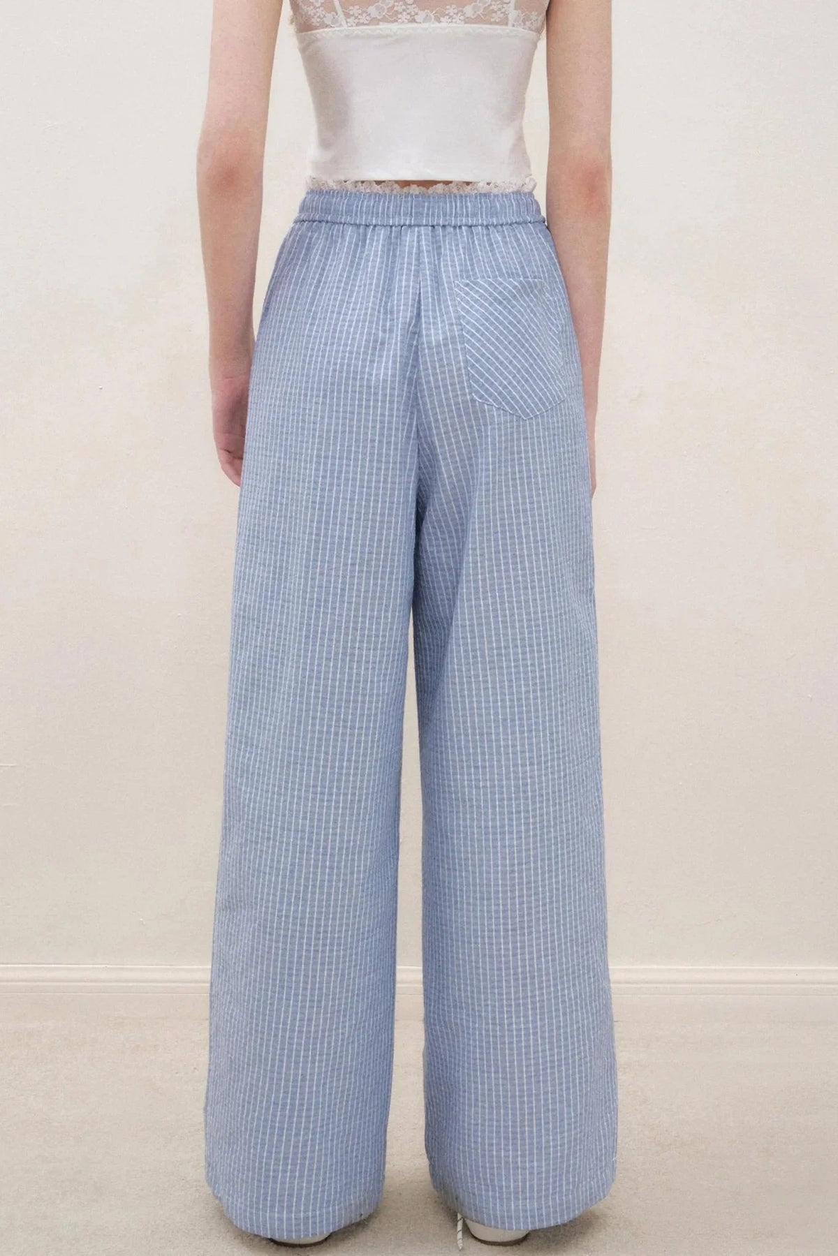 Lace-Trimmed Wide-Leg Trousers