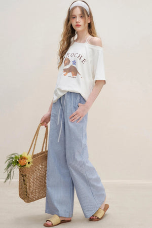 Lace-Trimmed Wide-Leg Trousers