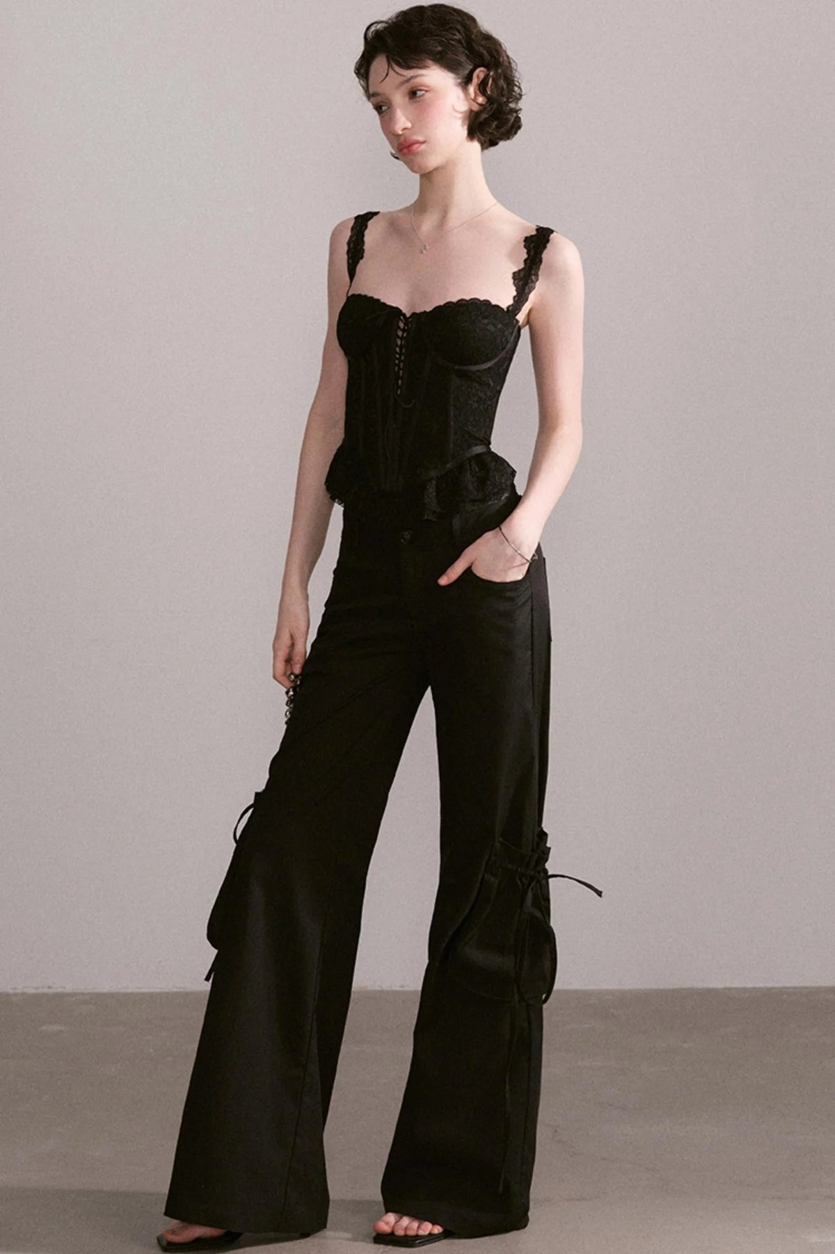 Lace-Trimmed Womens Pants