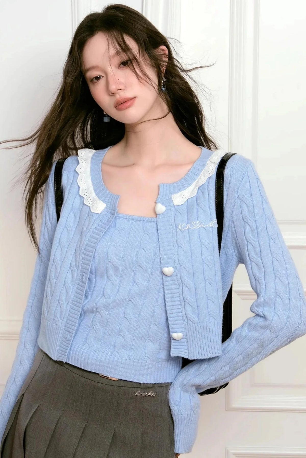 Lace Twist Cardigan Set