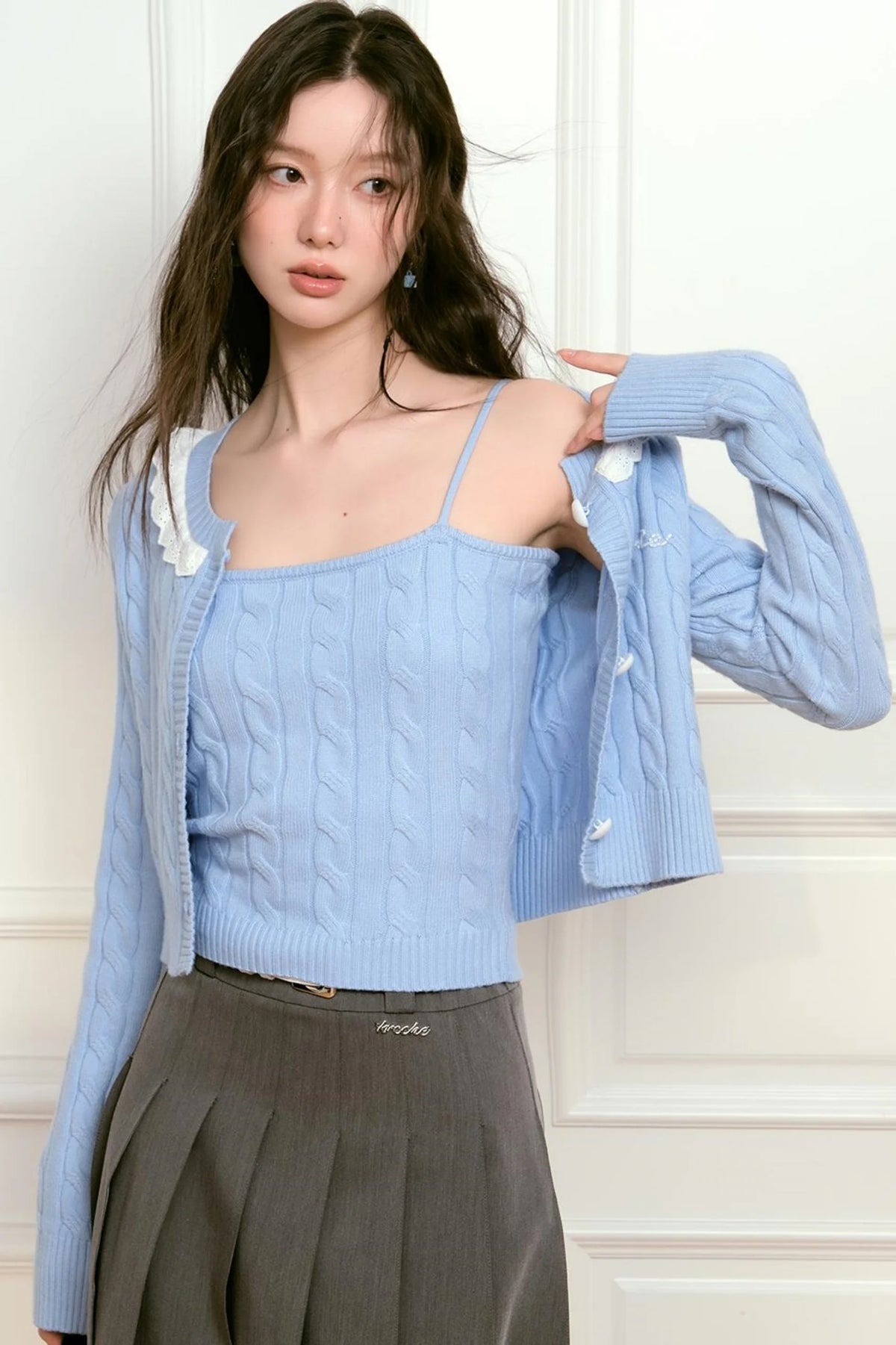 Lace Twist Cardigan Set