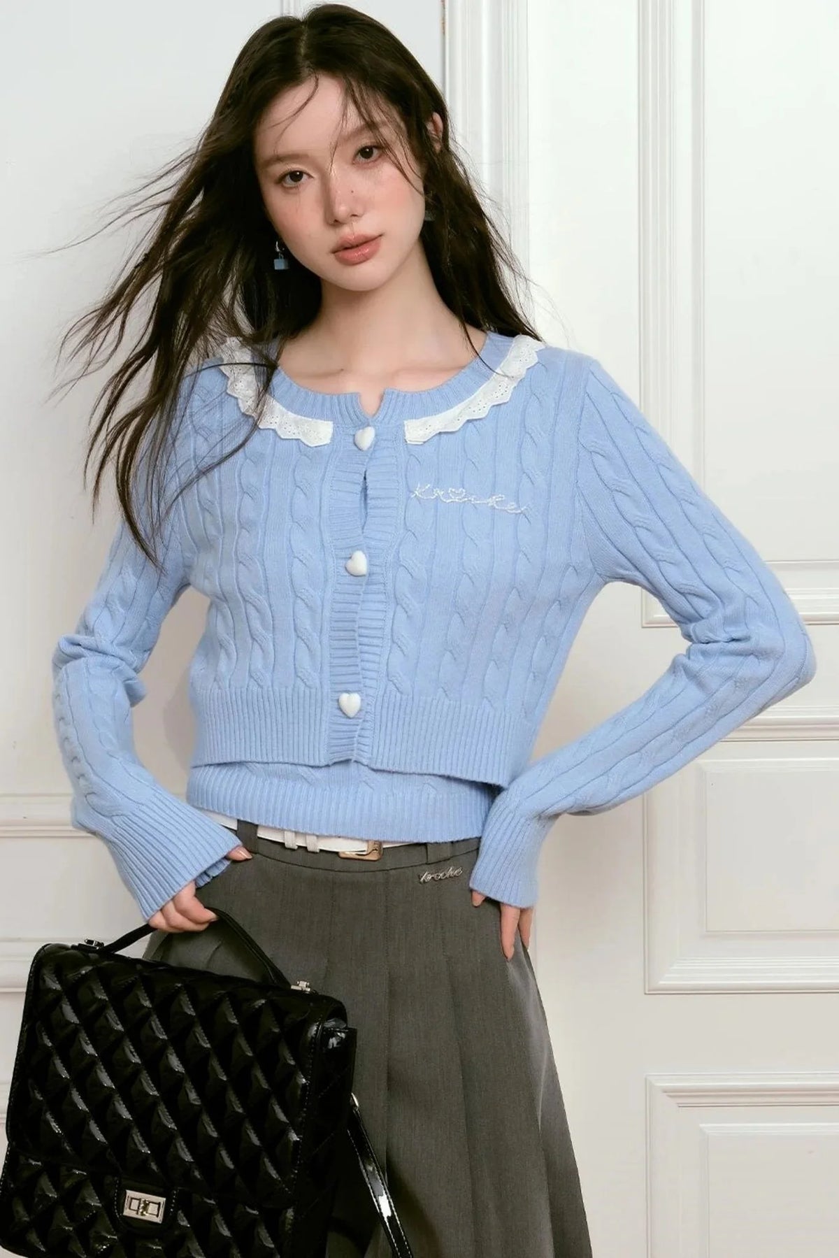 Lace Twist Cardigan Set