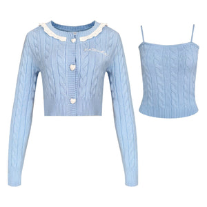 Lace Twist Cardigan Set