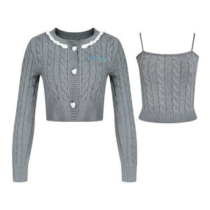 Lace Twist Cardigan Set