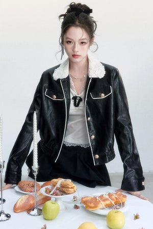 Lace Undercurrent Leather Jacket