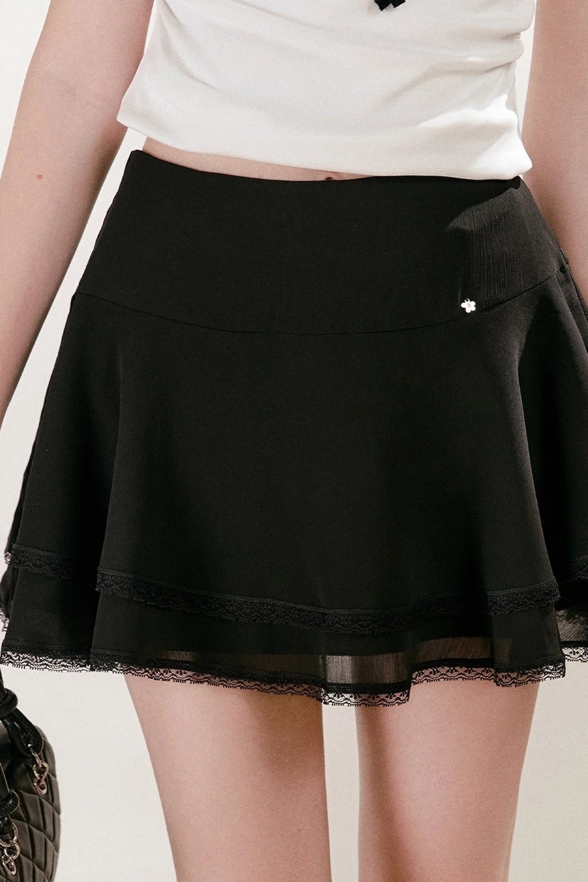 Lace-Up Bow Hollow Out Short Sleeve T-Shirt and Skirt Set