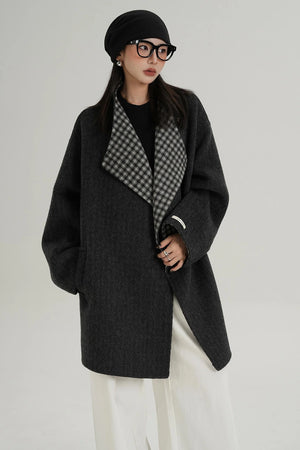 Lace-Up Reversible Wool Coat