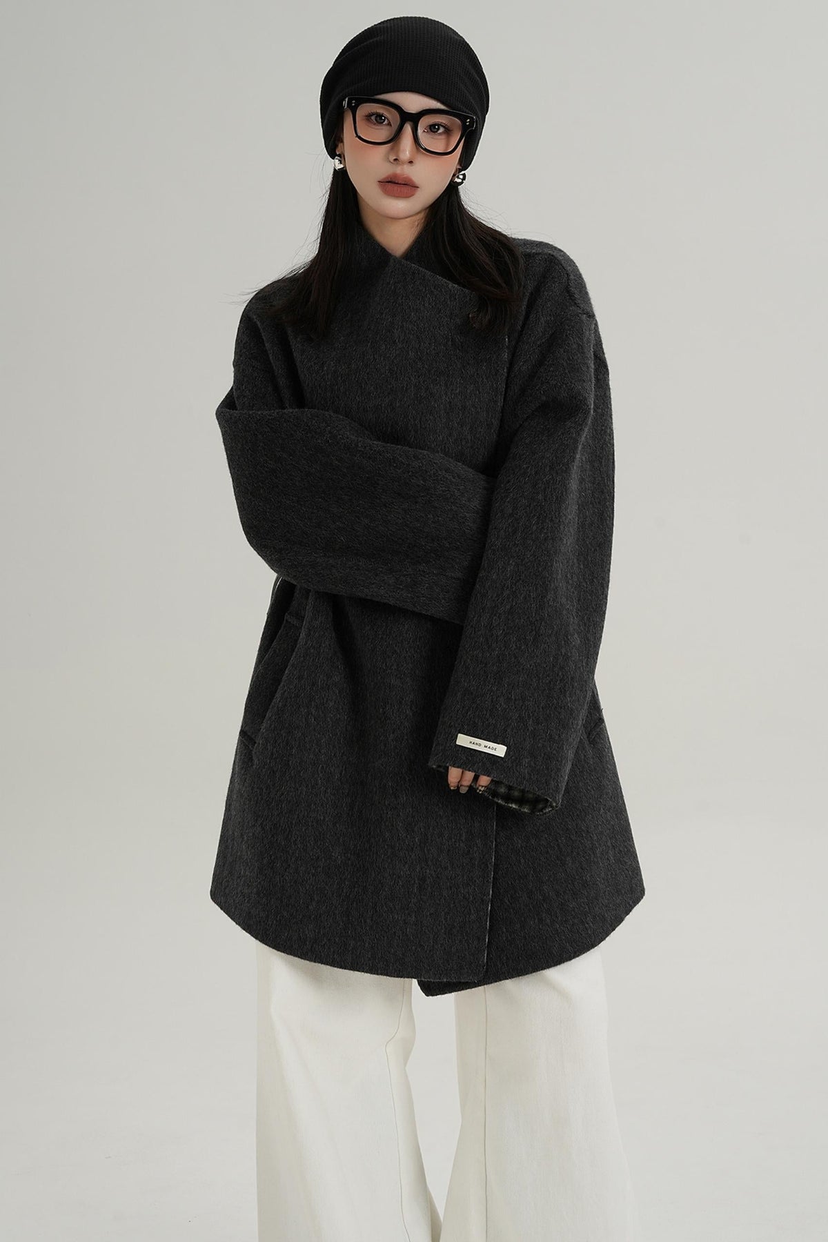 Lace-Up Reversible Wool Coat