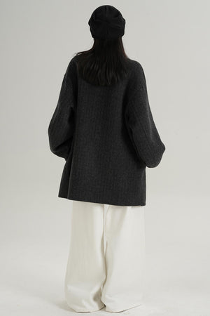 Lace-Up Reversible Wool Coat