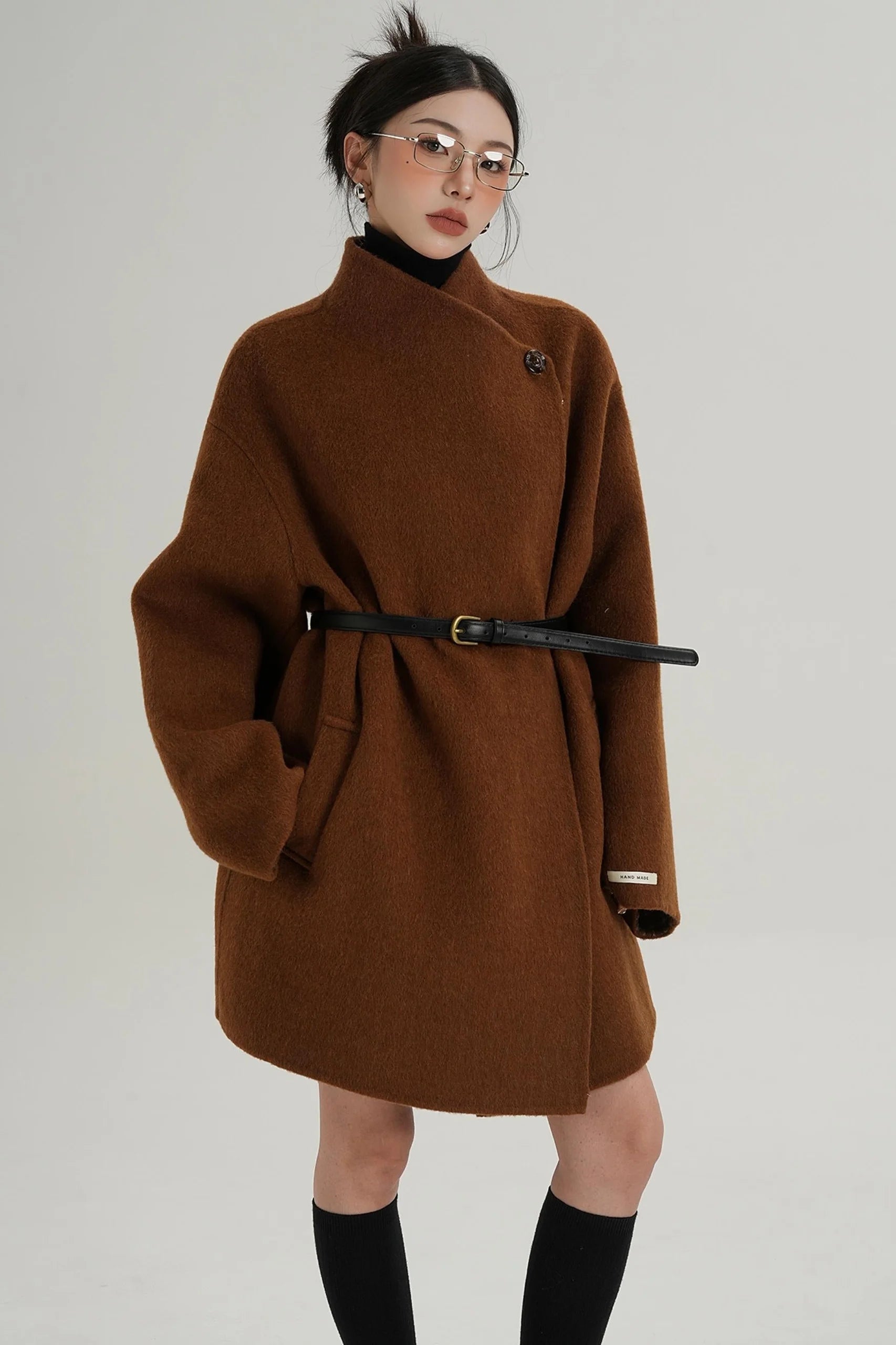 Lace-Up Reversible Wool Coat