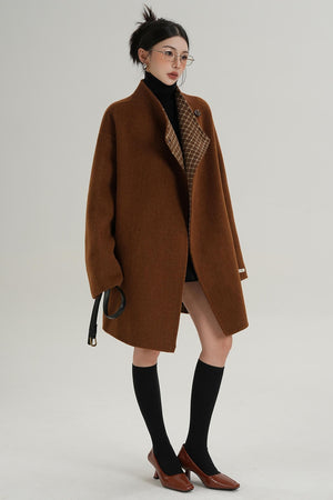 Lace-Up Reversible Wool Coat