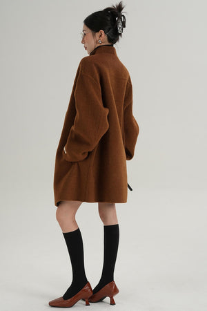 Lace-Up Reversible Wool Coat