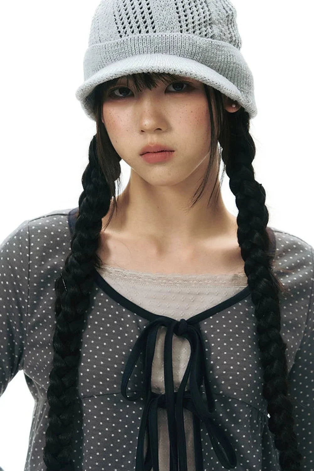 Lace-Up Ruffle Knit Cardigan