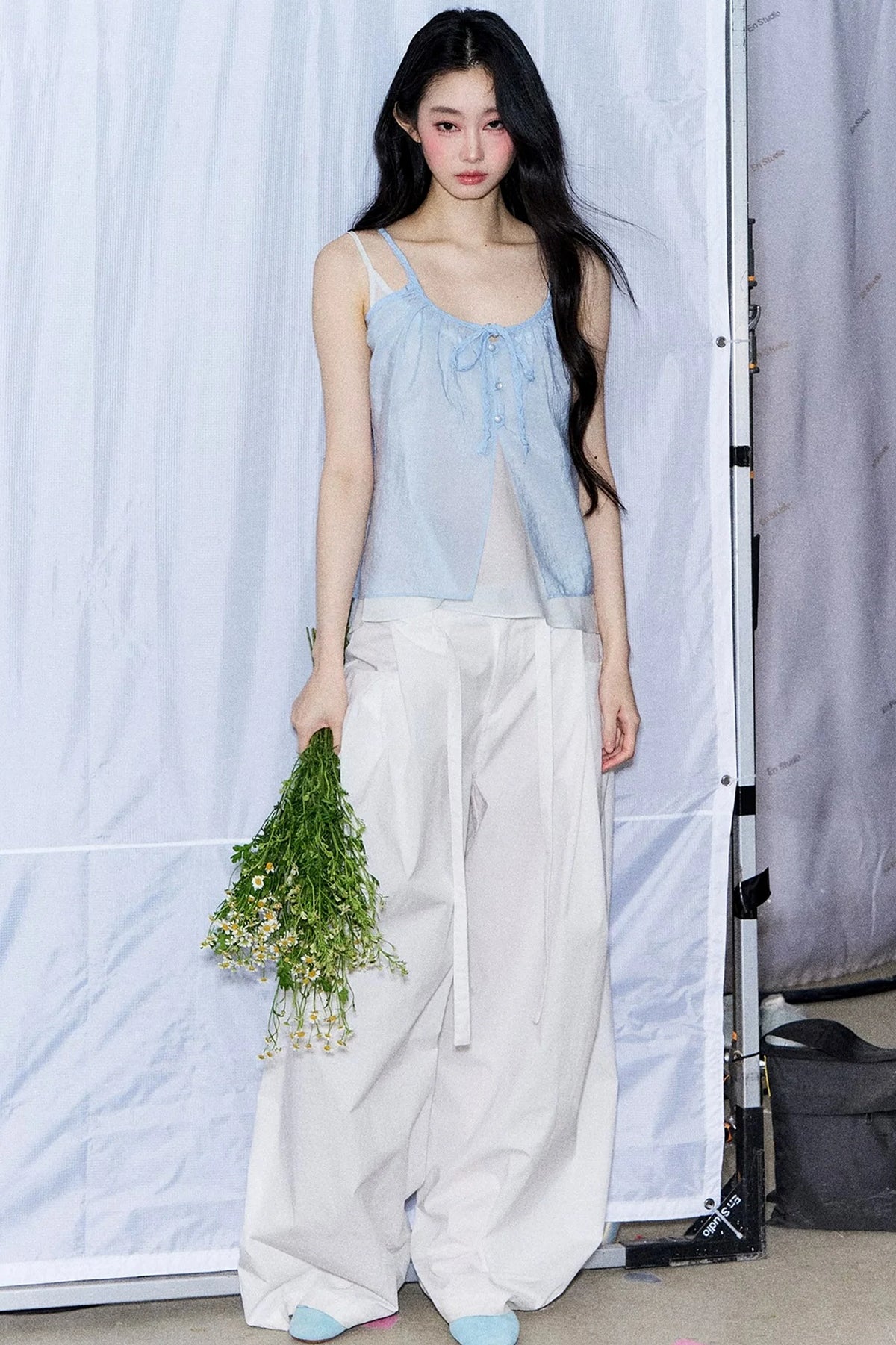 Lace-Up Sheer Cardigan Set-Up