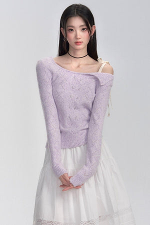 Lace-Up Shoulder Knit Top