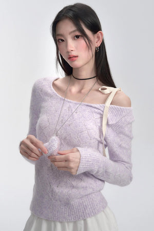 Lace-Up Shoulder Knit Top