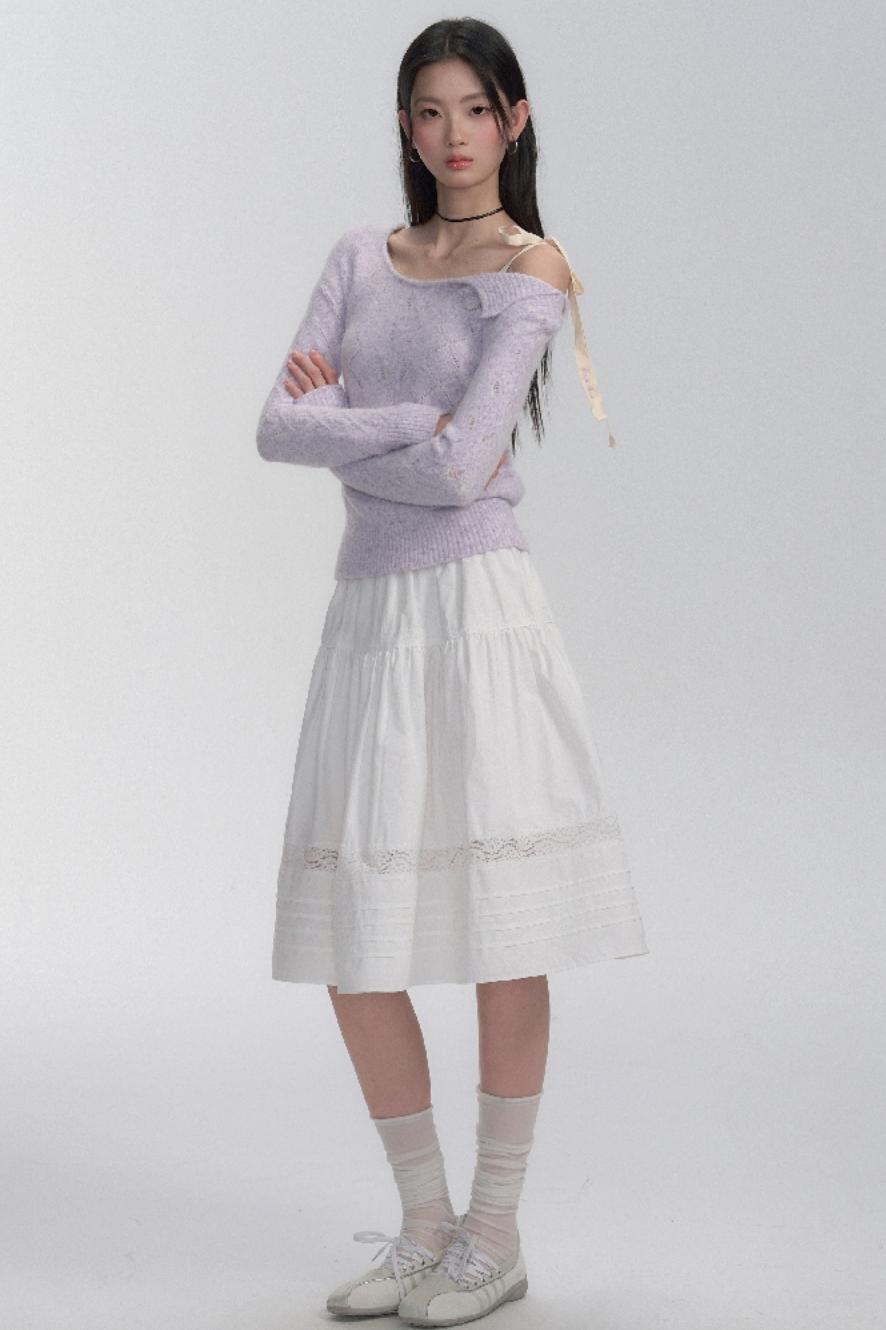 Lace-Up Shoulder Knit Top