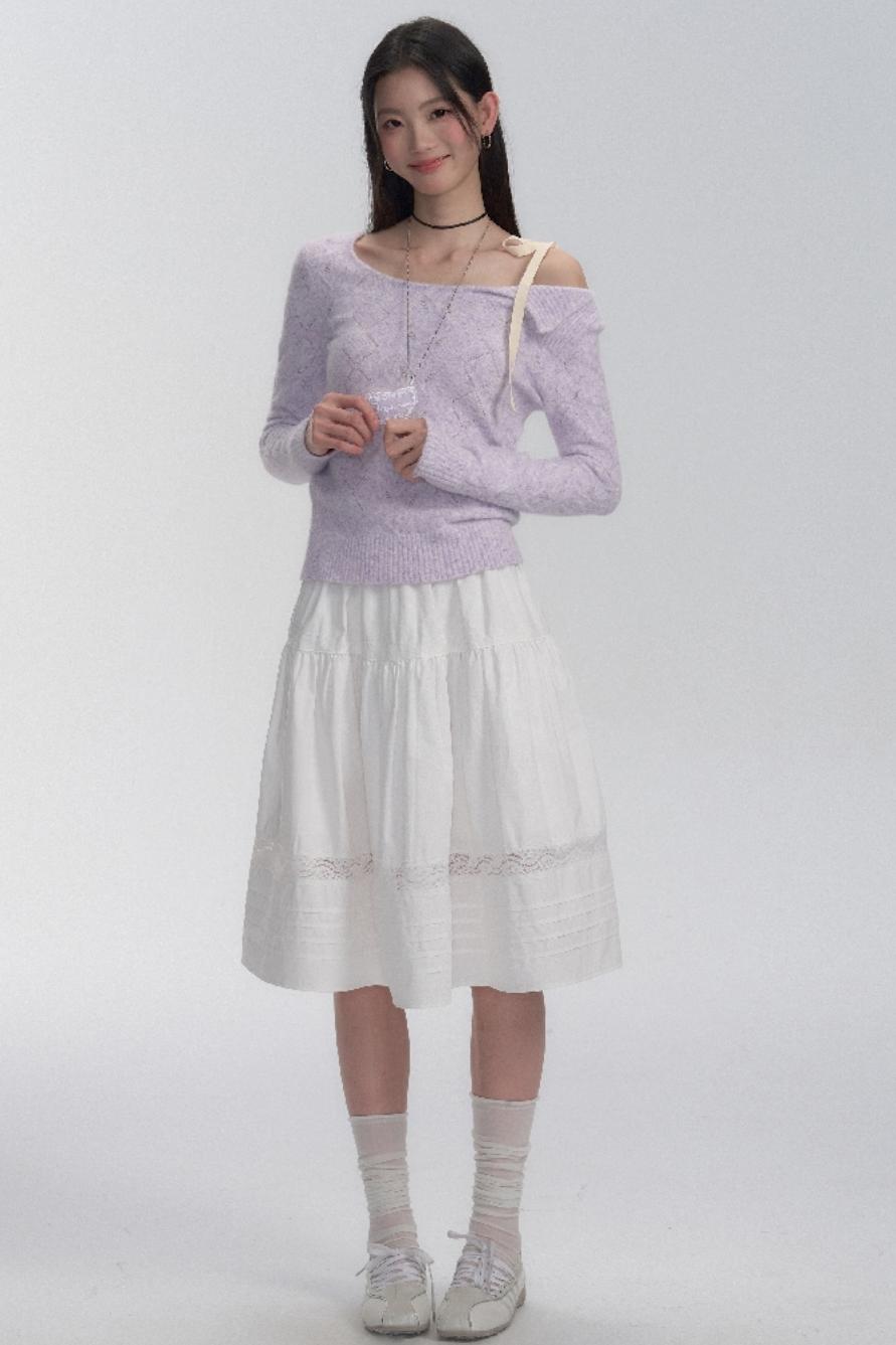 Lace-Up Shoulder Knit Top