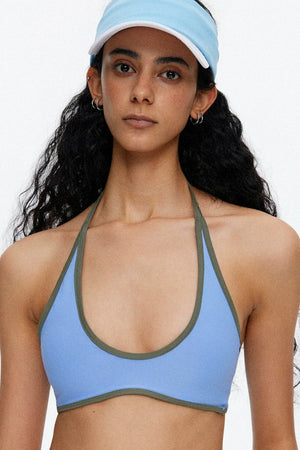 Lace-Up Striped Halter Bikini