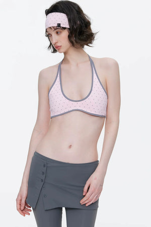 Lace-Up Striped Halter Bikini