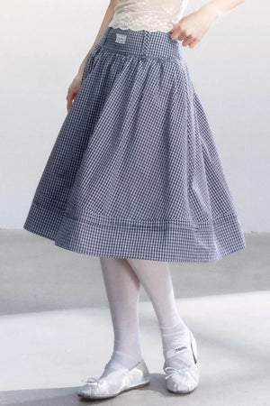 Lace-Up Top and Plaid Skirt Set-Up