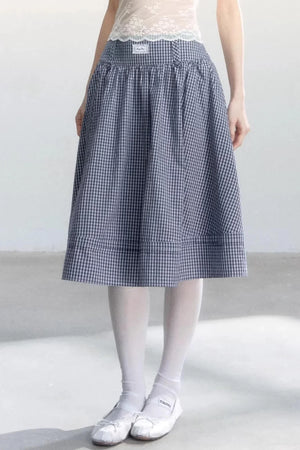 Lace-Up Top and Plaid Skirt Set-Up