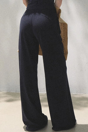 Lace-Up Top & Wide Leg Pants Set-Up
