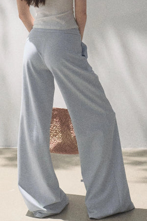 Lace-Up Top & Wide Leg Pants Set-Up