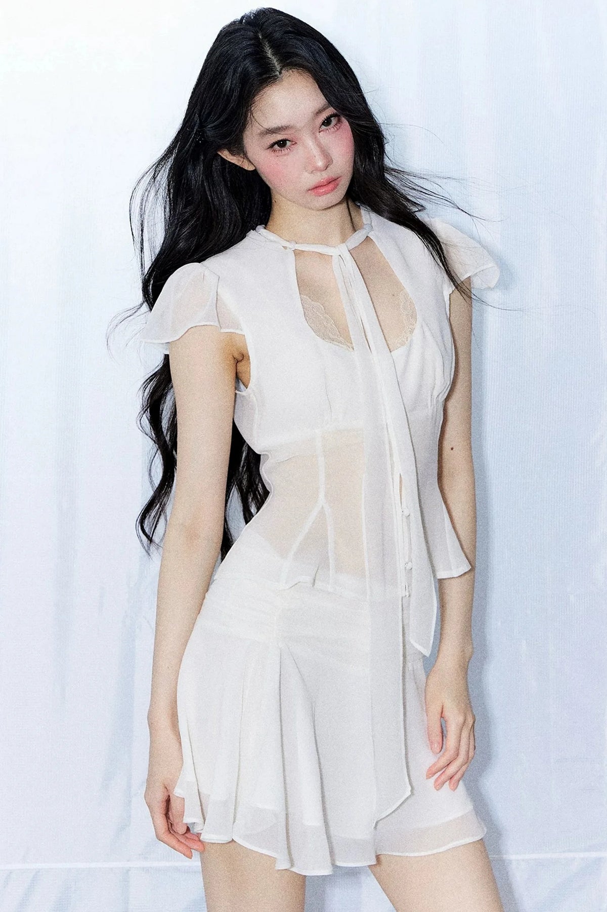 Lace-Up Waist Ruffled Skirt Set-Up