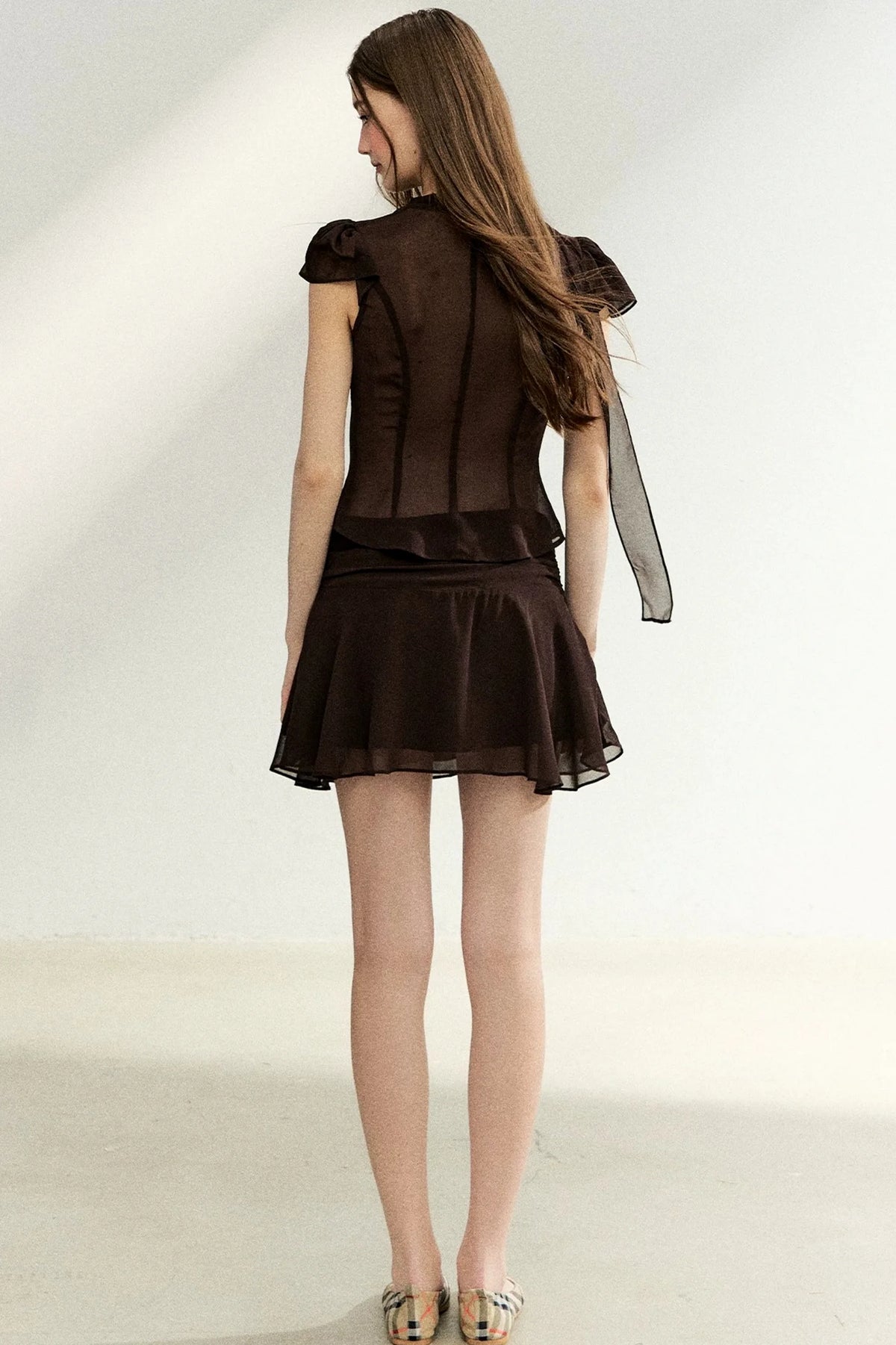 Lace-Up Waist Ruffled Skirt Set-Up