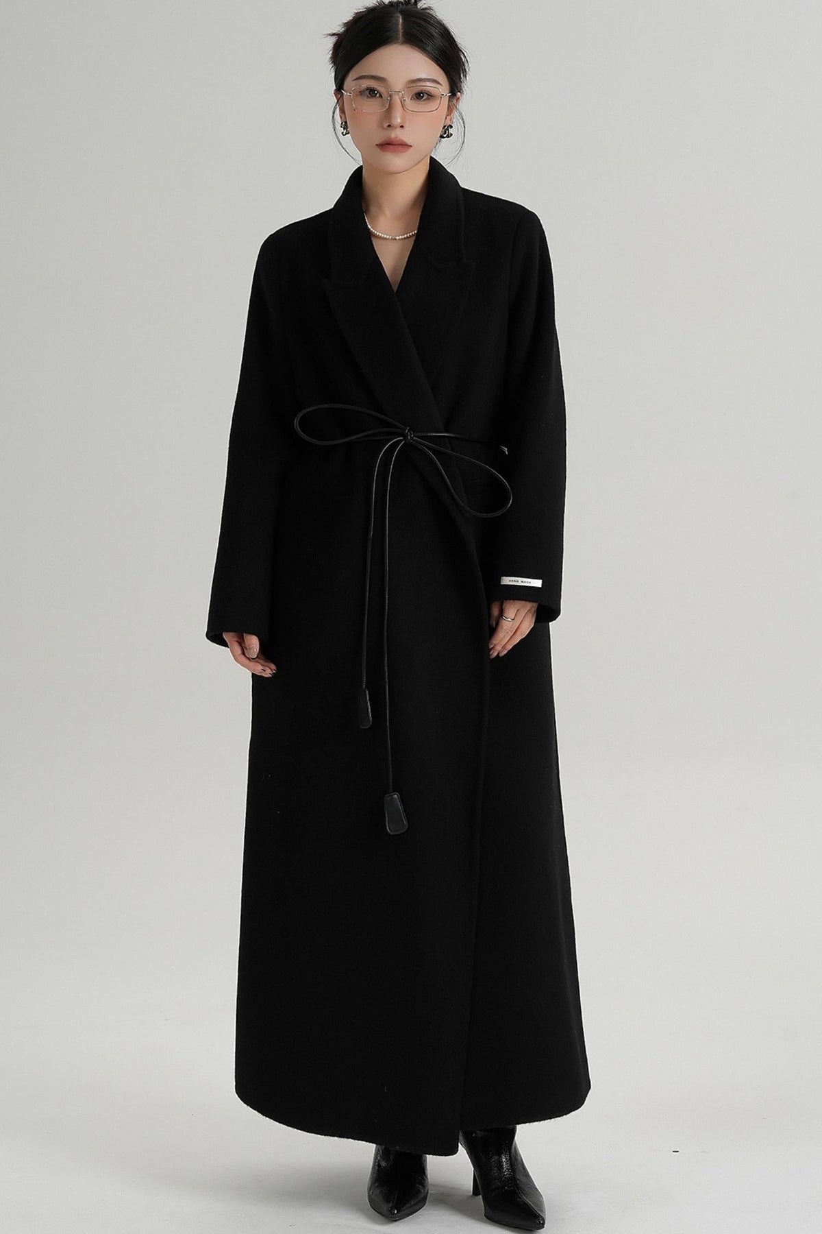Lace-Up Wool Coat