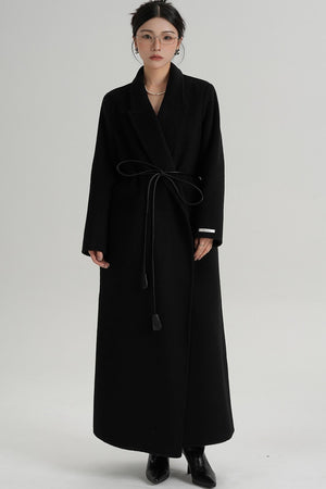 Lace-Up Wool Coat