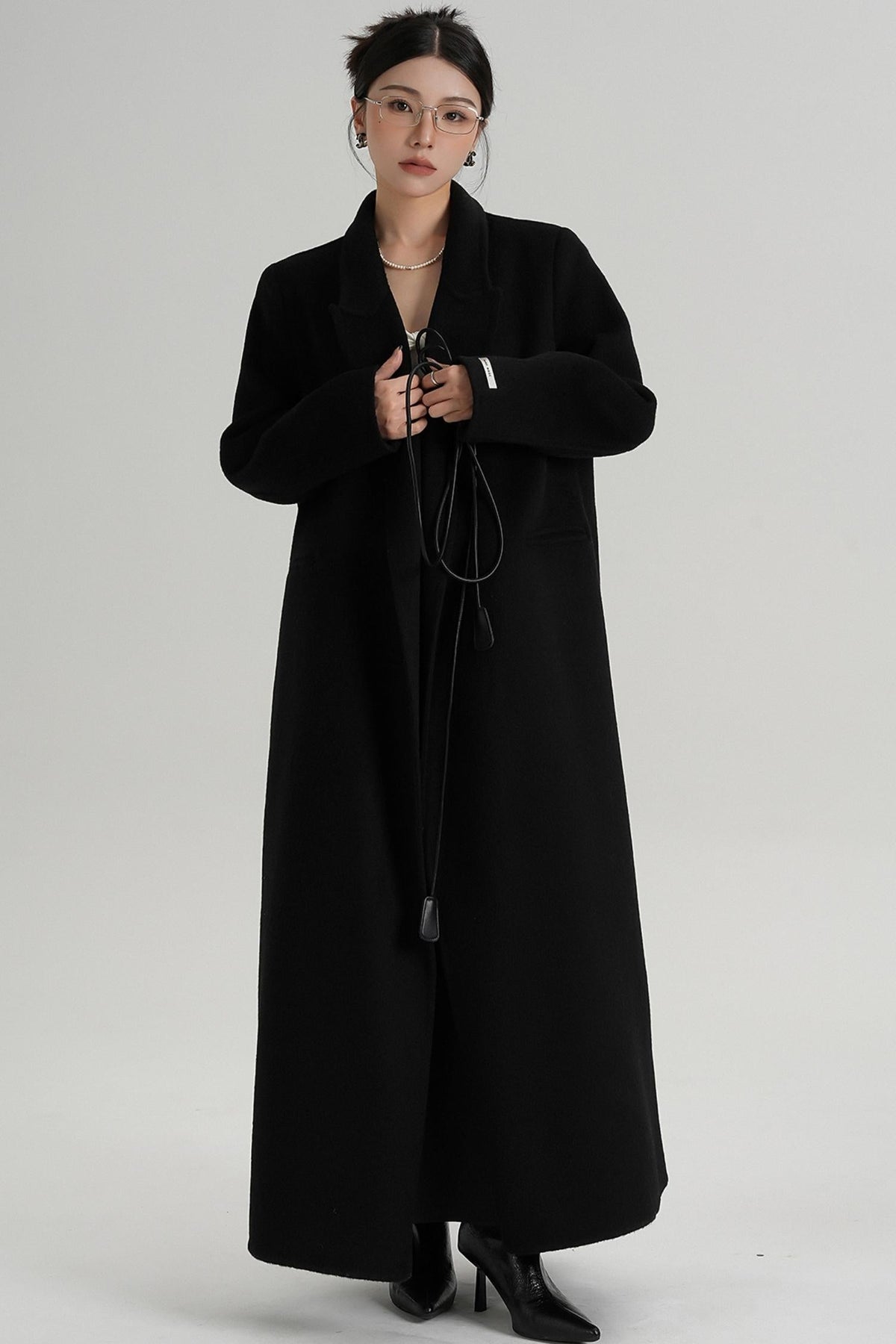 Lace-Up Wool Coat