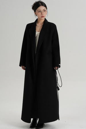 Lace-Up Wool Coat